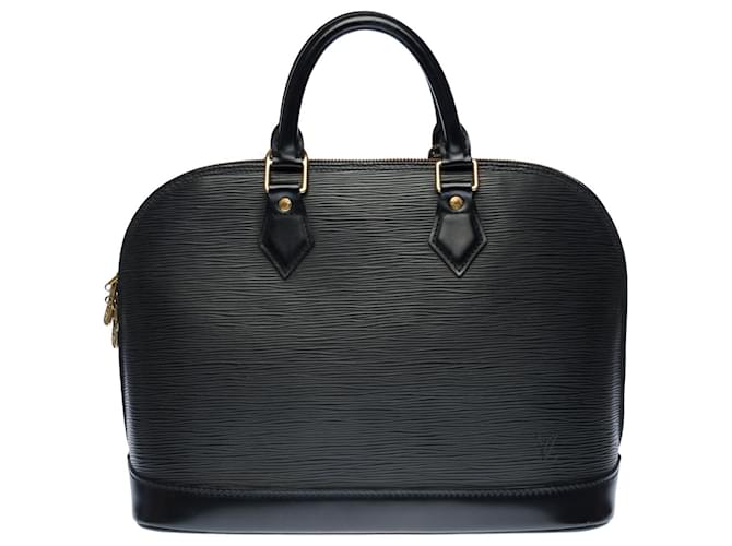 Very Chic Louis Vuitton Alma handbag in black epi leather, garniture en métal doré  ref.474187