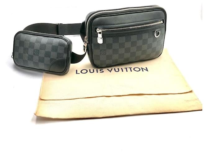 Louis Vuitton Duo messenger crossbody bag set in damier ebene Grey Cloth  ref.474295