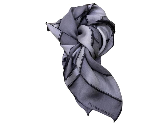 Burberry Silk scarves Grey  ref.474375