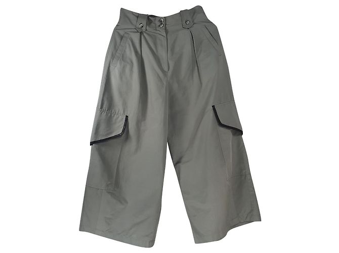 Autre Marque Pantalón ancho Iván Grundahl verde claro cuero algodón nylon