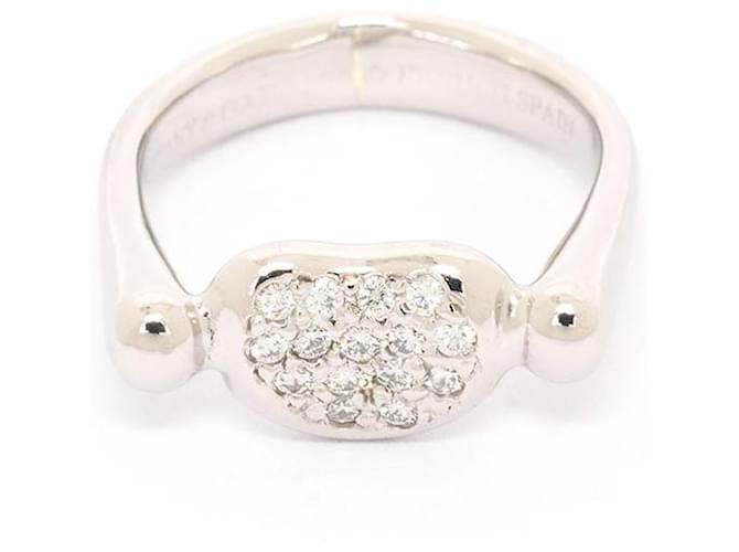 Tiffany & Co [Usado] Anel de diamante Tiffany Elsa Peretti Bean Pave Pt950 NÃO. 1 Prata Platina  ref.474408