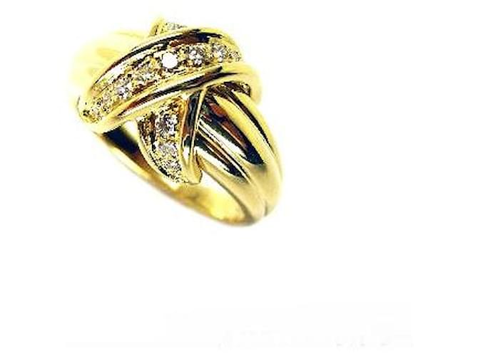 [Gebraucht] TIFFANY & Co. ★K18YG ・ X-Band ・ Signatur ・ Diamant ・ Ring ・ Nr. 10 Golden Gelbes Gold  ref.474409