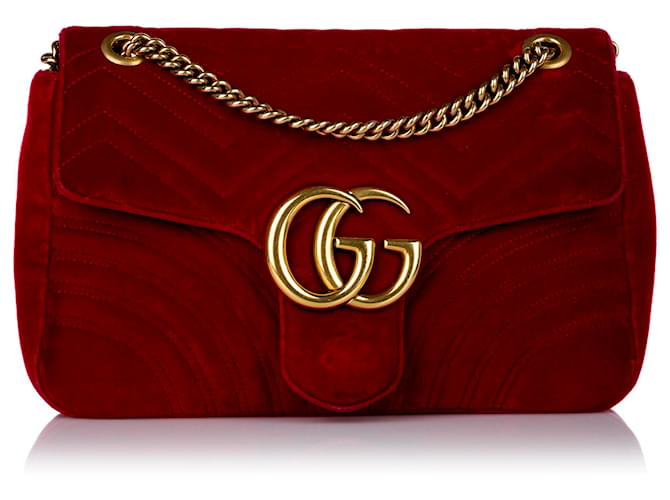 Gucci Red Velvet Small Marmont Bag