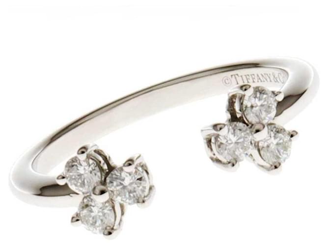 Tiffany & Co [Occasion] Tiffany TIFFANY Aria Open Diamond Ring Ring PT950 x Diamant 6 Pierres Environ. 0.23ct Non. 9 8939 Platine Argenté  ref.474527