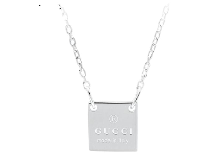 [Used] Gucci / GUCCI Ladies Square Necklace Ag925 Silvery Silver  ref.474654