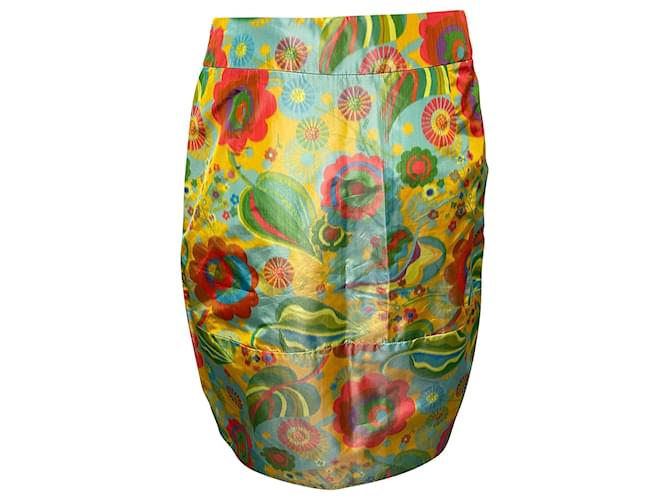 Marni Floral Print Midi Skirt in Multicolor Polyester  ref.474758