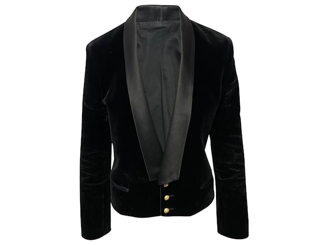 Balmain Evening Jacket in Black Velvet Cotton  ref.474764