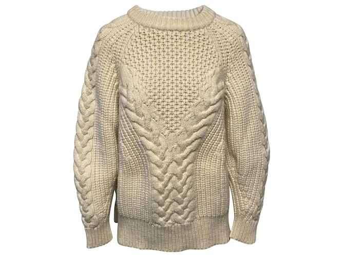 Alexander McQueen Cable Knit Sweater in Cream Wool White  ref.474786