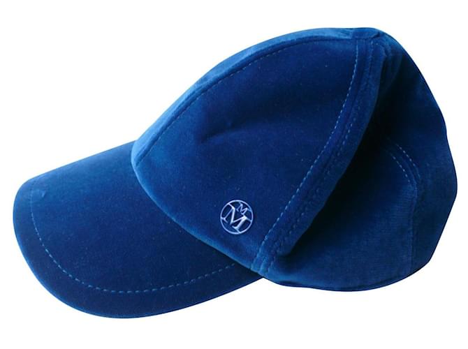 MAISON MICHEL berretto in velluto blu royal upperr Condizioni pari al nuovo TM  ref.474894