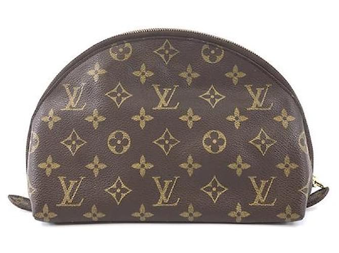 Louis Vuitton Trousse Demi Ronde Cosmetic Pochette Monogram Canvas Brown Leather  ref.475660