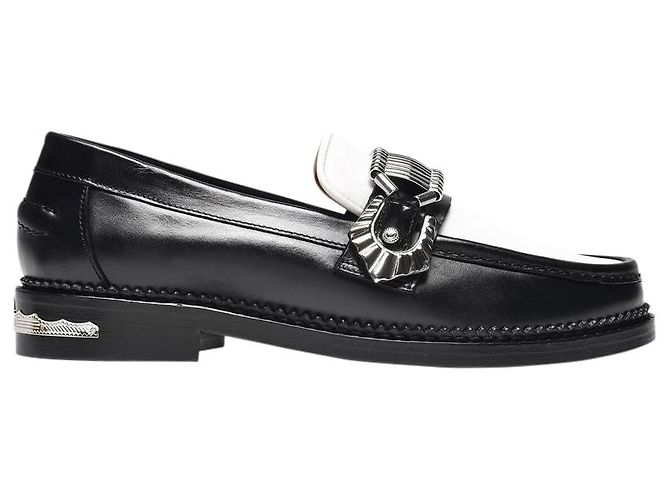Toga Pulla Mocassini in Pelle Nera e Bianca Nero