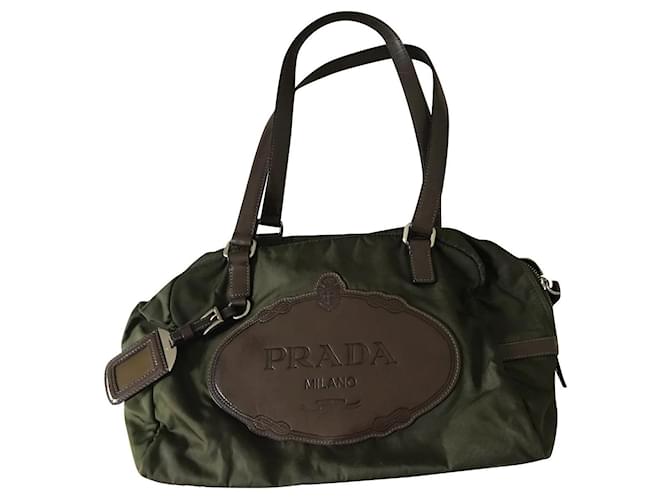 Prada bag Olive green Cloth  ref.475666