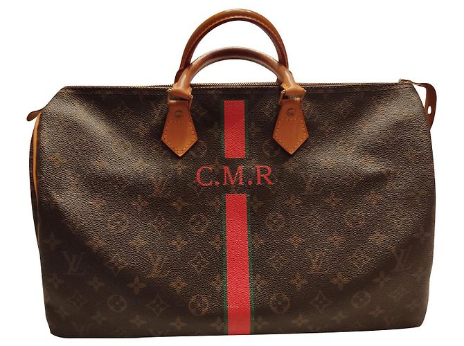 Louis Vuitton Speedy 40 mon monogramme Vert Marron foncé Fuschia