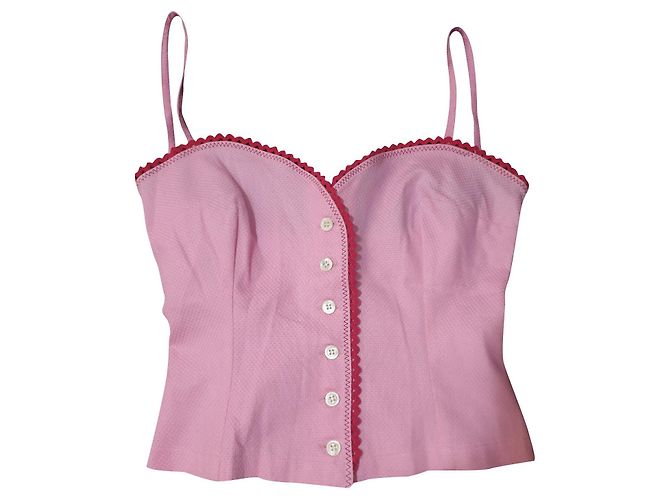 Top Moschino Mare in cotone rosa e rosso