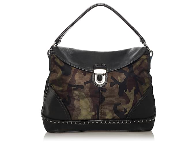 Prada Black Tessuto Camouflage Shoulder Bag Multiple colors Leather Nylon Cloth  ref.475766
