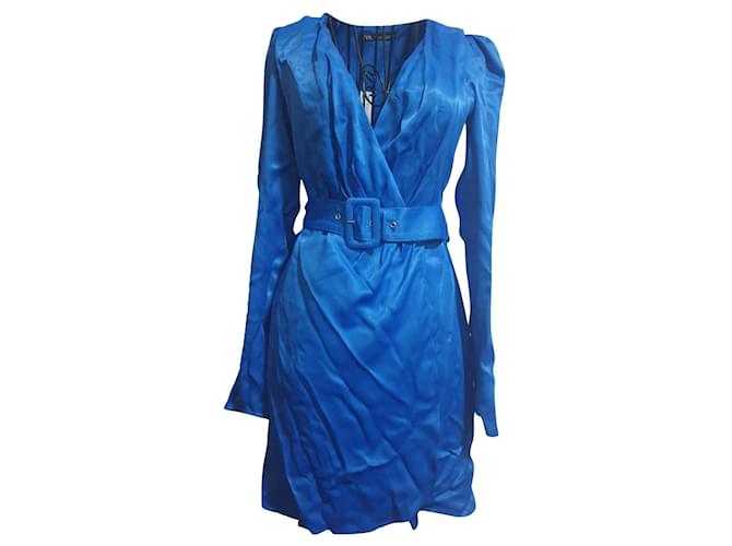 Robe blazer Zara taille XS Viscose Bleu  ref.476215