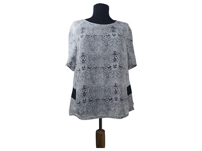 By Zoe Top Black White Polyester Size M