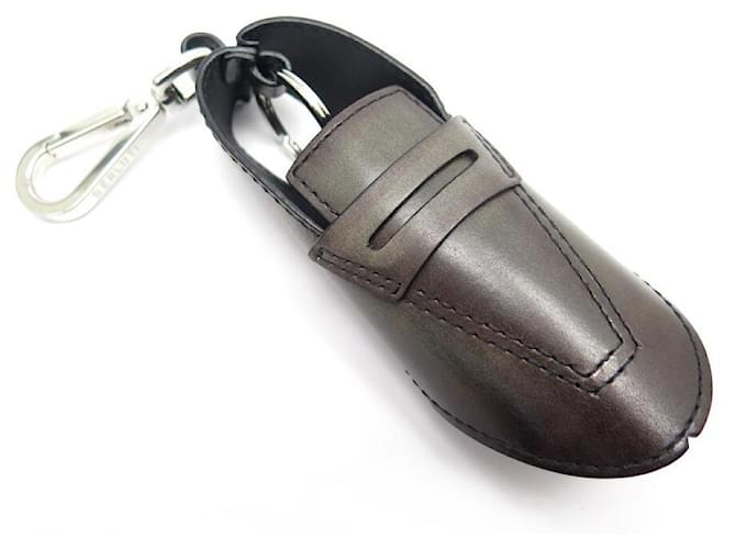NEW BERLUTI KEY RING ANDY MOCCASIN SHOE BROWN LEATHER NEW KEY RING  ref.476704