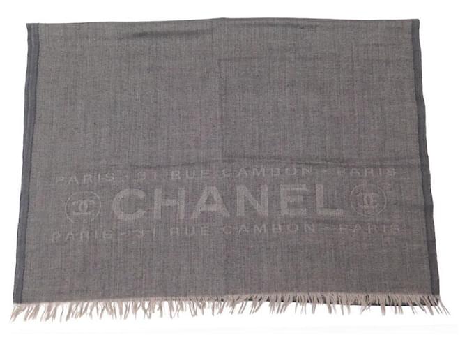 STOLE CHANEL LOGO CC 31 RUE CAMBON CASHMERE & BROWN WOOL SCARF SCARF  ref.476792