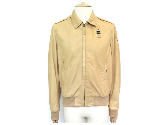 BLAUER JACKET 18SBLUL02197 BEIGE LEATHER JACKET 48 M LEATHER JACKET COAT
