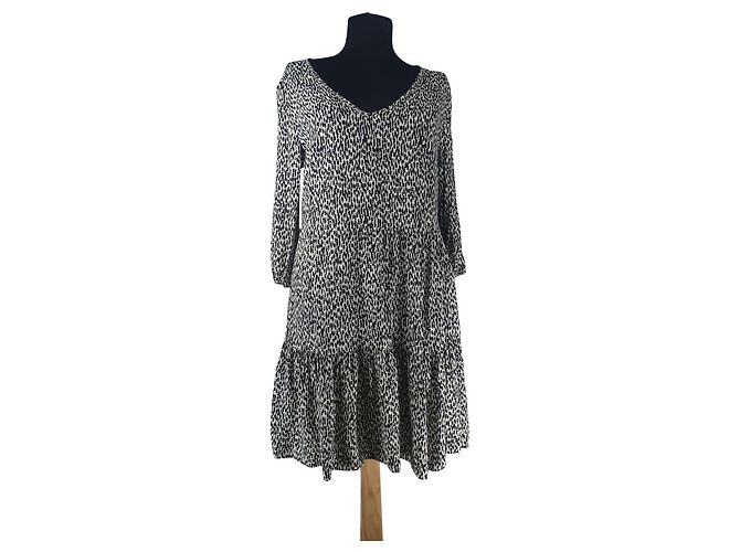 Day Birger & Mikkelsen Midikleid schwarz weiß Viscose