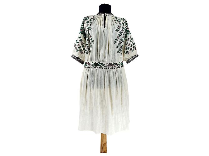 Vestido Vanessa Bruno Bordado de Algodão Branco Multicor