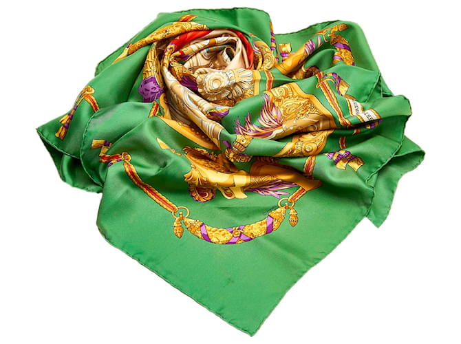 Hermès Foulard en soie vert Hermes Hommage A Charles Garnier Tissu Multicolore  ref.476964