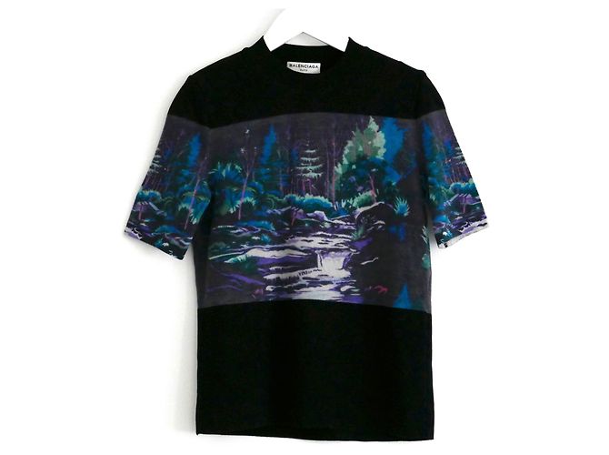 Balenciaga Pull en maille imprimé forêt Balenciga Noir