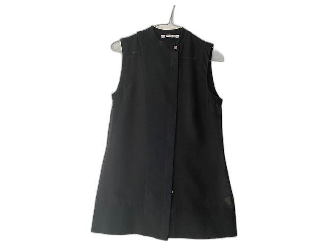 T By Alexander Wang T di Alexander Wang Top senza maniche in chiffon trasparente nero