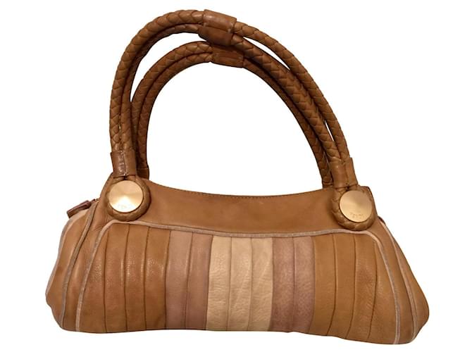 Fendi Baguette handbag with braided handles Pink Beige Cream Light brown Caramel Flesh Suede Leather  ref.477355