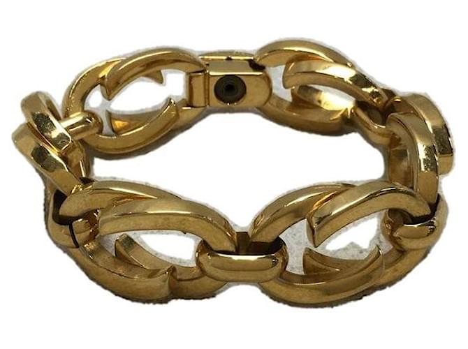 Gucci 90s antigo material de liga de pulseira de ouro de corrente grande Dourado  ref.477411