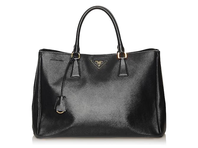 Prada Saffiano Galleria Handbag Black Leather Pony-style calfskin