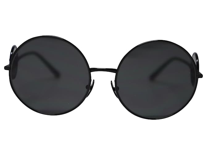 Dolce & Gabbana DG2205 Oversized Round Sunglasses in Black Metal   - Joli Closet