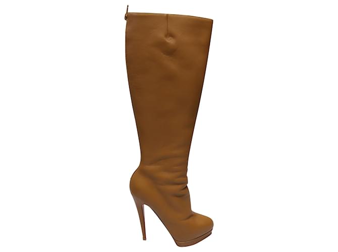 Christian Louboutin Platform High Boots in Camel Leather Yellow  ref.477656