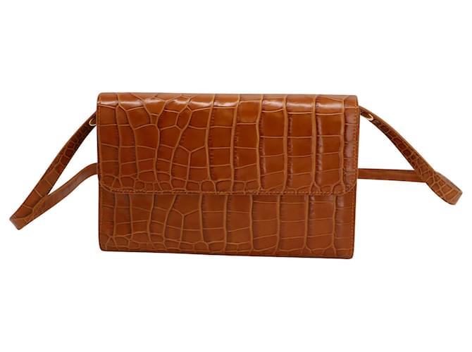 By Far Croc-effect Shoulder Bag in Tan Brown Beige Leather  ref.477669