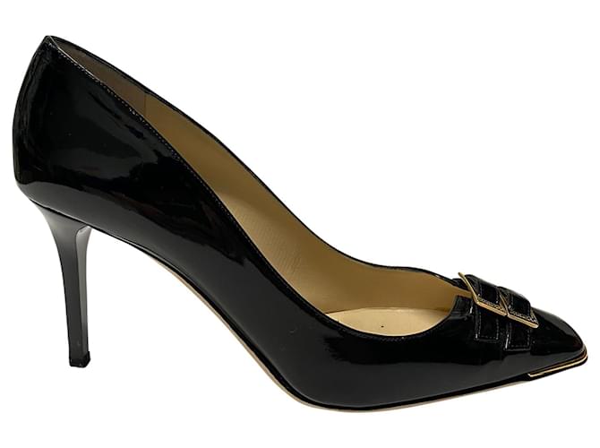 Jimmy Choo Double Buckle Toe Pumps in Black Patent Leather  ref.477671