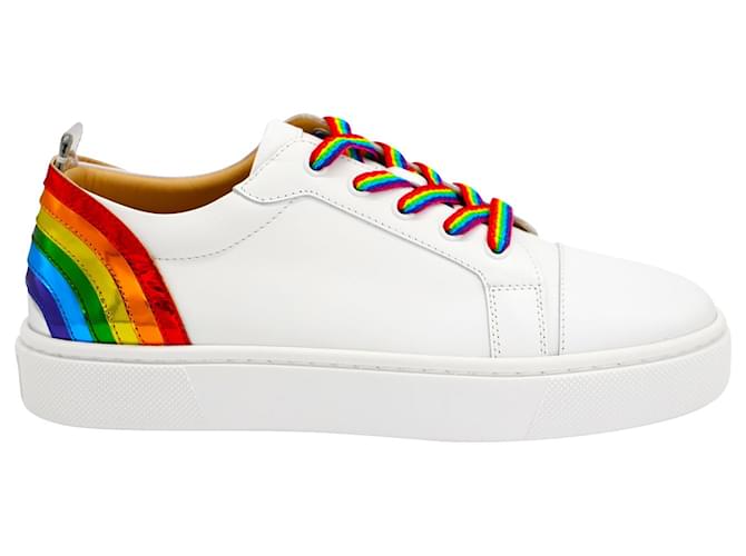 Christian Louboutin Arkenspeed Rainbow Trainers in White Leather  ref.477680