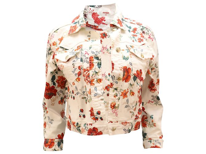 Chaqueta vaquera Maje Viflor de algodón con estampado floral Impresión de pitón