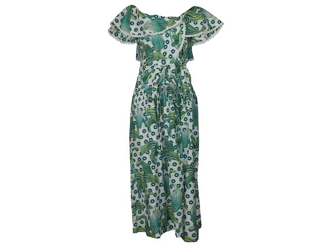 Vestido Wrap Temperley London Florrie em Algodão Verde Estampado