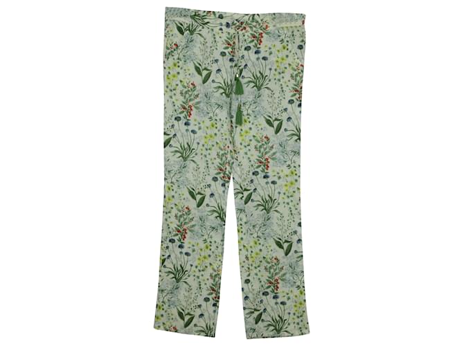 Pantalones de lino con estampado floral y borlas de Tory Burch Impresión de pitón  ref.477732
