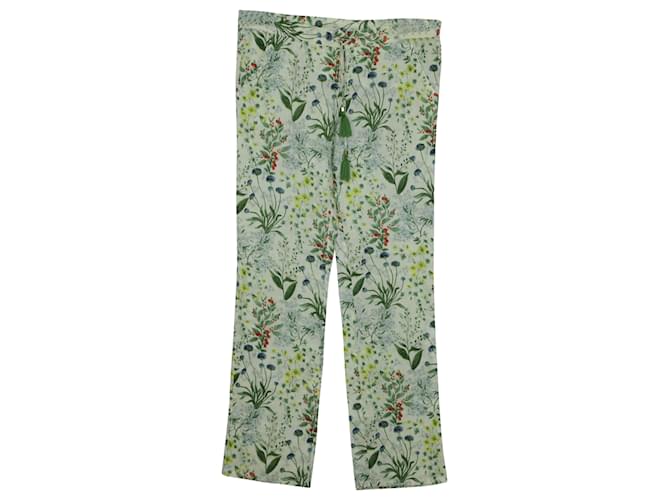 Tory Burch Tassel Trousers in Floral Print Linen Python print  ref.477732