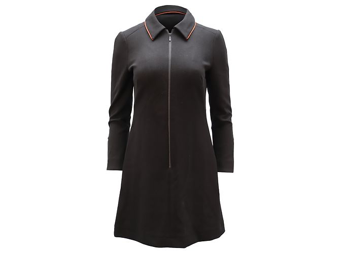 Autre Marque Cefinn Zip Front A-Line Dress in Black Polyester