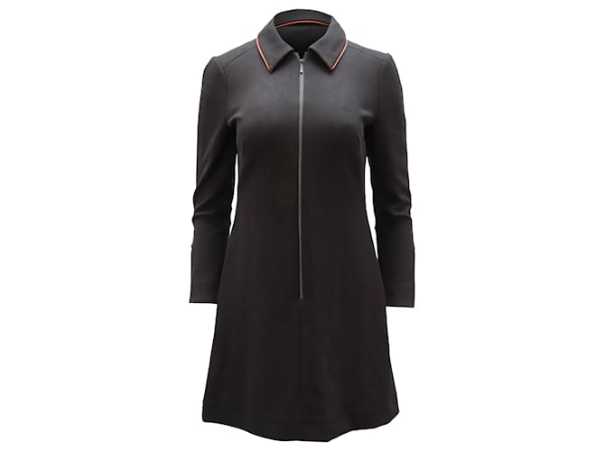 Autre Marque Cefinn Zip Front A-Line Dress in Black Polyester  ref.477743