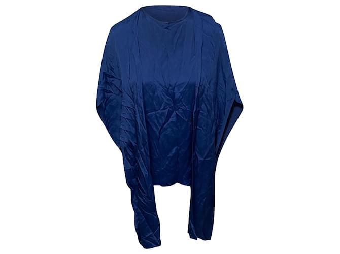 Céline Celine Cape Sleeve Top in Blue Silk Viscose Cellulose fibre  ref.477770