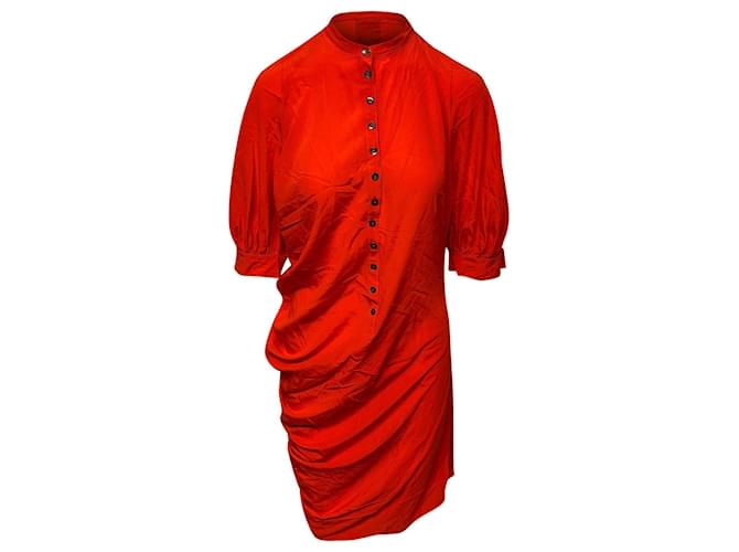 Alexander McQueen Einseitig drapiertes Kleid aus orangefarbener Seide  ref.477801