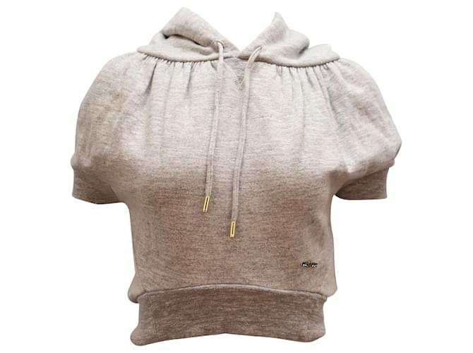 Dsquared2 Dsquared² Top Cropped Hoodie Top with Embellishment in Grey Cotton  ref.477841