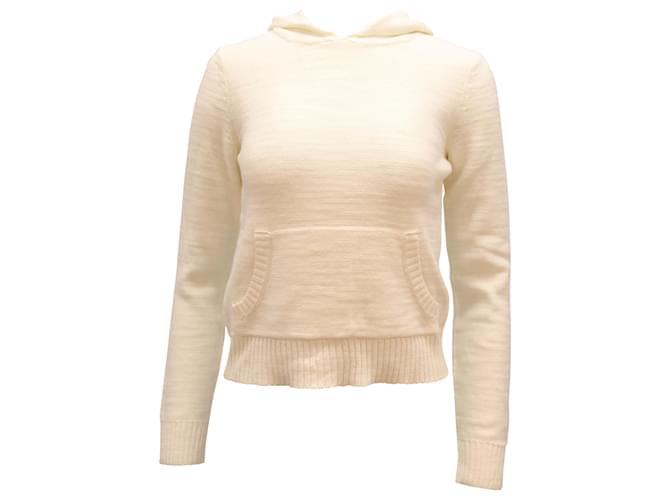 Alice + Olivia Knitted Hoodie in White Cotton  ref.477844