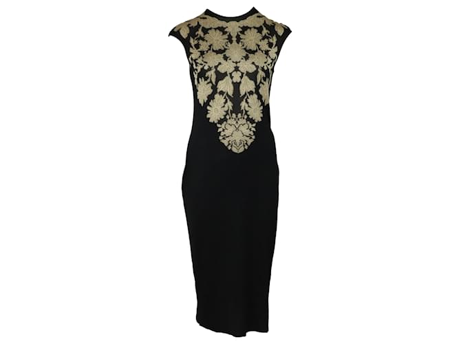 Alexander McQueen Floral Jacquard Knit Dress in Black Viscose Cellulose fibre  ref.477860