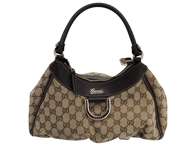 Gucci GG D-Ring Hobo Bag in Brown Canvas Cloth ref.477882 - Joli
