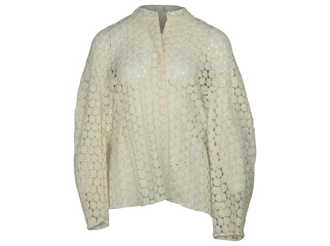 Joseph Long Sleeve Lace Shirt in Cream Cotton White  ref.477885